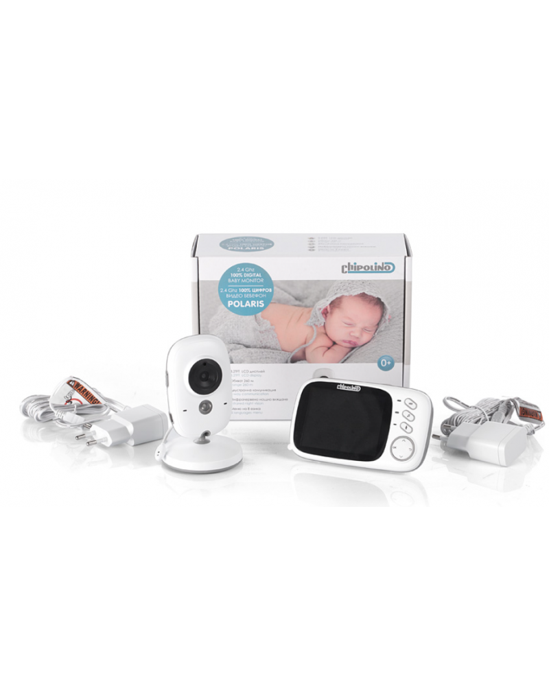 Babyphone vidéo Babycam blanc 2.4 pouces LCD 2.4GHz