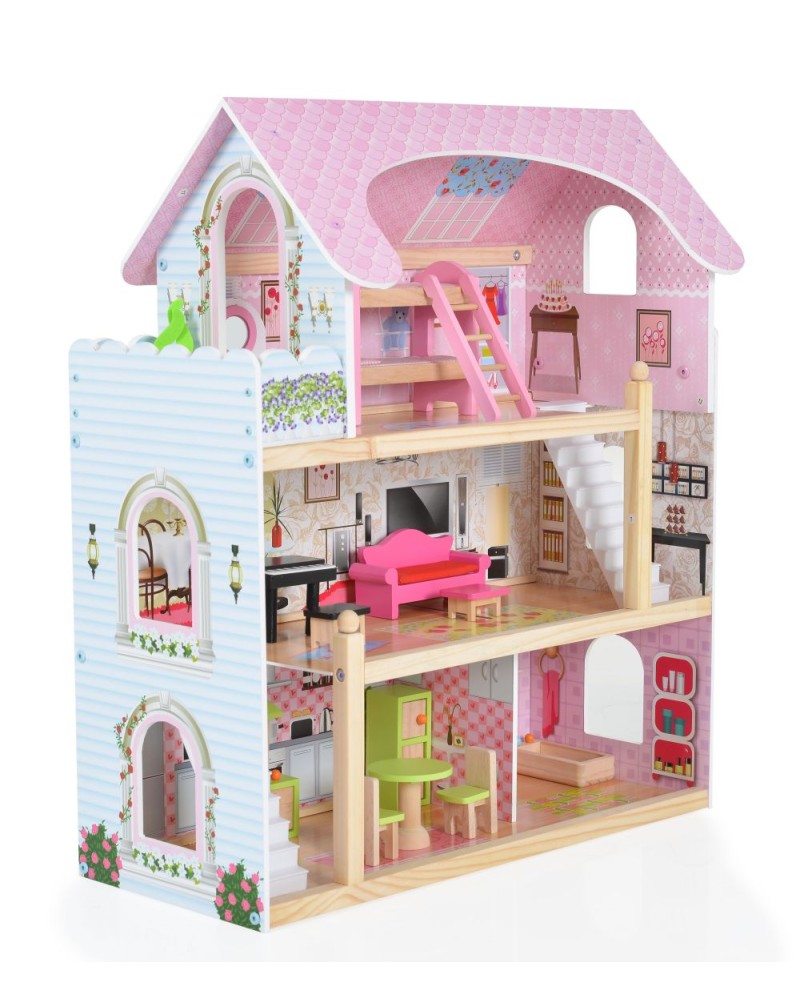 MILA Maison de poupée en bois avec accessoires par Moni